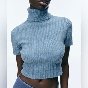 Zara Blue Turtleneck Sweater Small
